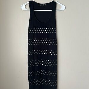 Gothglam Black Women's Mini Dress Witn Silver Stuffed Accents Size S‎